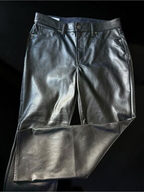 Gap Faux Leather Pants Womens 30 High Rise Y2K Style Straight Leg Black Vintage